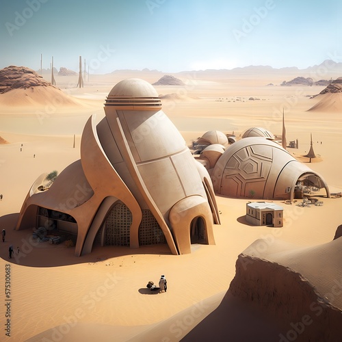 Imaginary village of the sand people in the desert