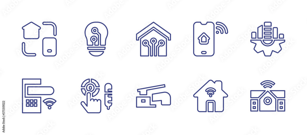Smart house line icon set. Editable stroke. Vector illustration ...