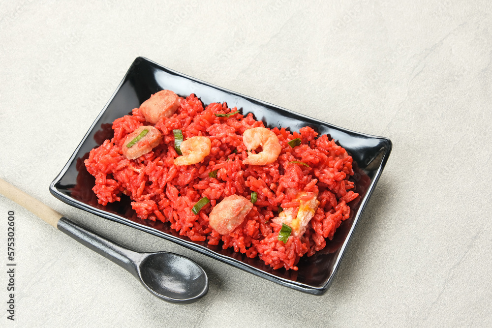 Nasi Goreng Merah, traditional food from Makassar, Indonesia. Fried ...