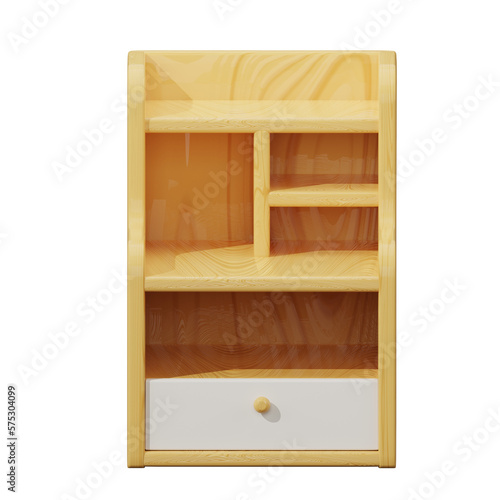 3D wooden bedside tables, bedside tables, 3d illustration cartoon. 3D rendering