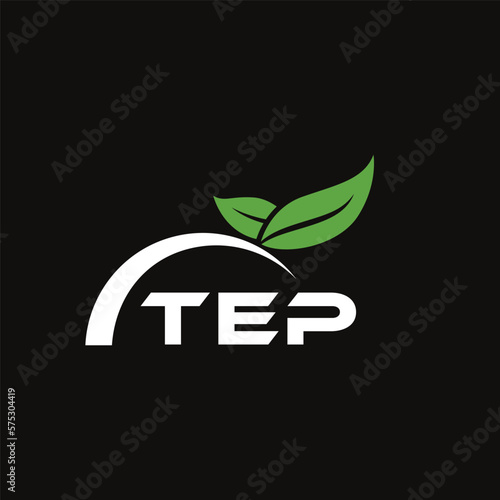 TEP letter nature logo design on black background. TEP creative initials letter leaf logo concept. TEP letter design.