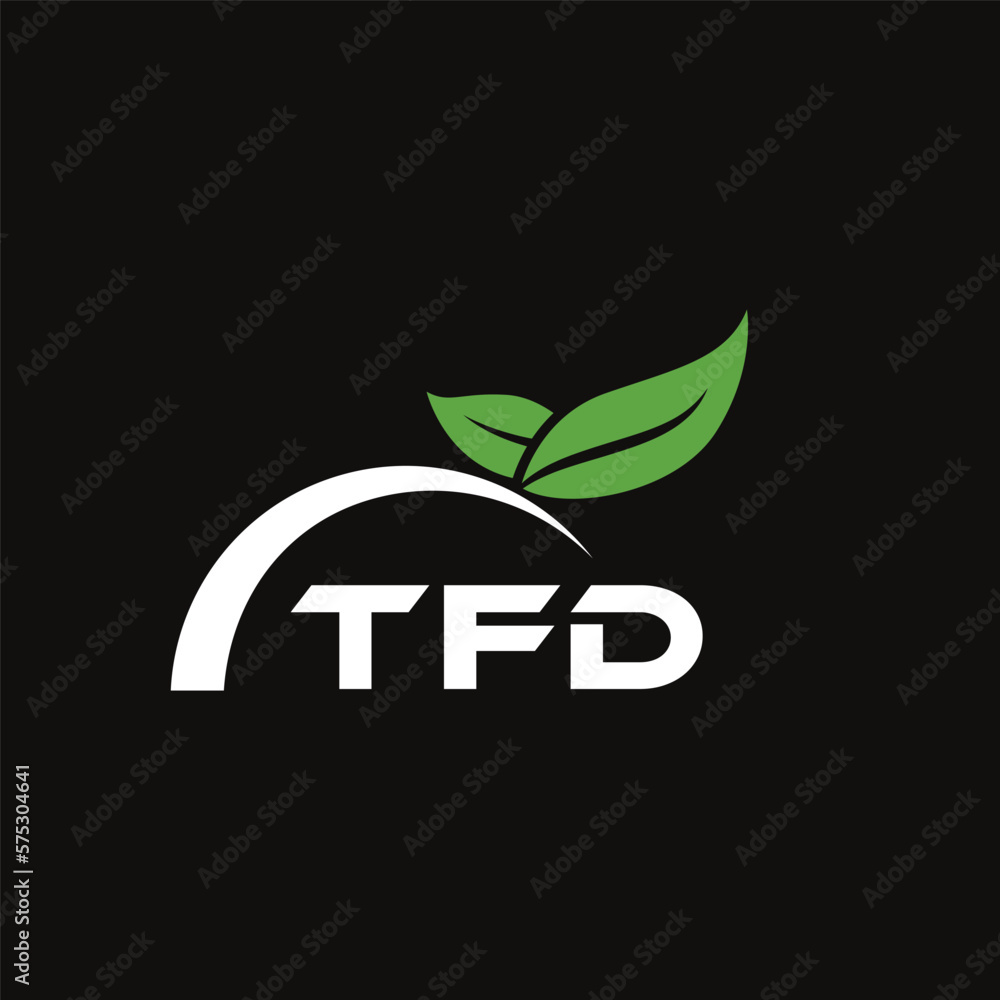 TFD letter nature logo design on black background. TFD creative