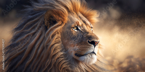 Background of a Lion, blue eyes Gernerative AI