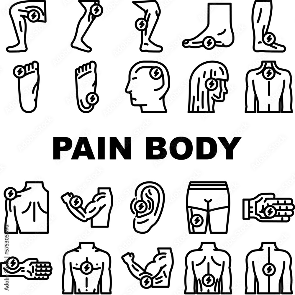 pain body ache medical joint icons set vector pain body ache medical joint icons set vector