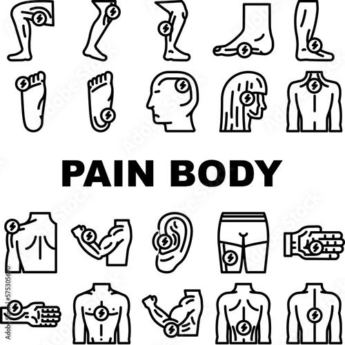 pain body ache medical joint icons set vector