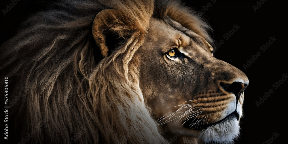 Naklejka premium Background of a Lion, blue eyes Gernerative AI