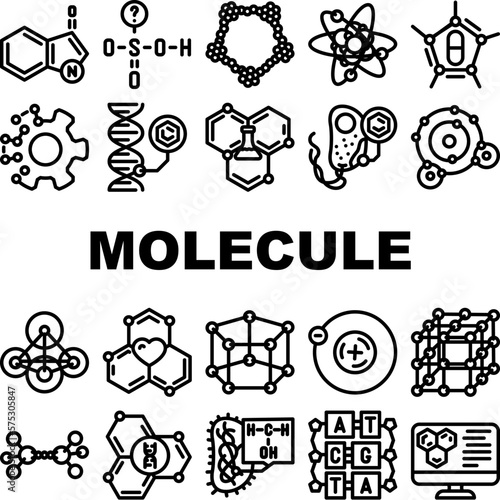 molecule chemistry science icons set vector