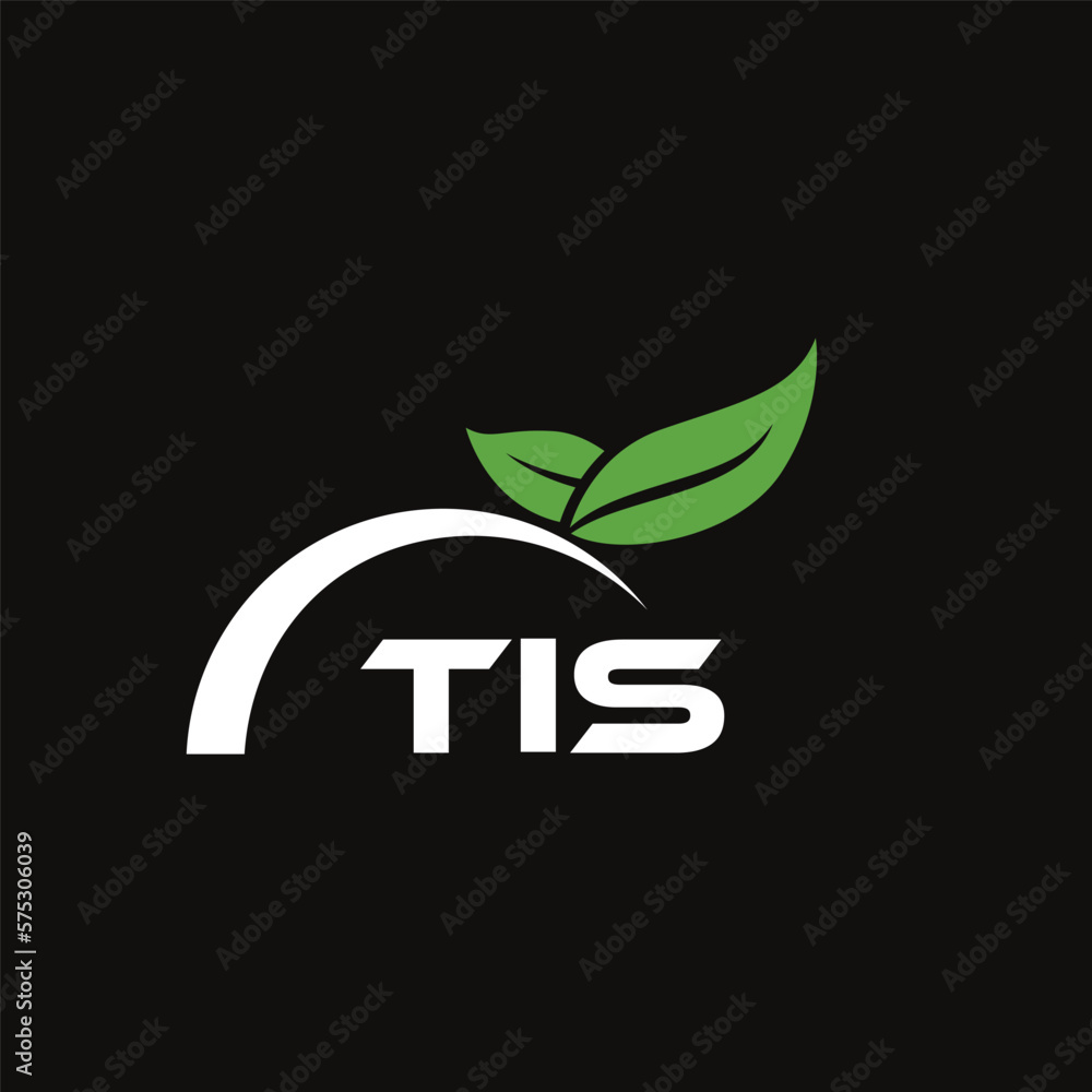 Fototapeta premium TIS letter nature logo design on black background. TIS creative initials letter leaf logo concept. TIS letter design.