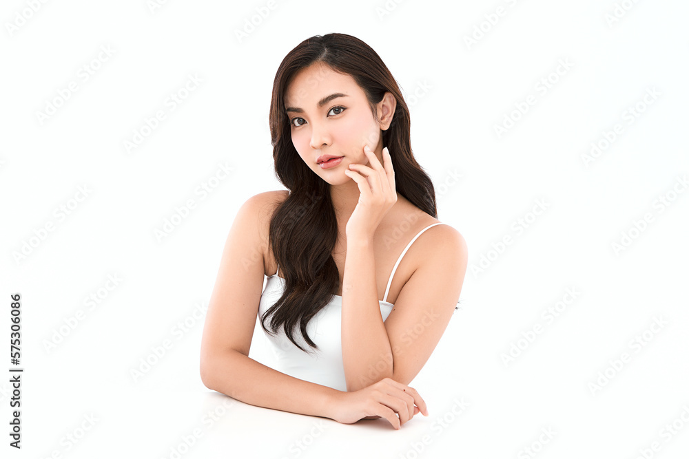 Beautiful young asian woman with clean fresh skin on white background, Face care, Facial treatment, Cosmetology, beauty and spa, Asian women portrait. Beautiful young asian woman with clean fresh skin on white background, Face care, Facial treatment, Cosmetology, beauty and spa, Asian women portrait.