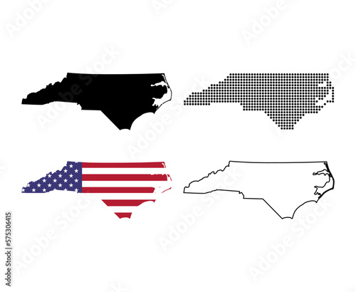 Set of North Carolina map, united states of america. Flat concept vector illustration