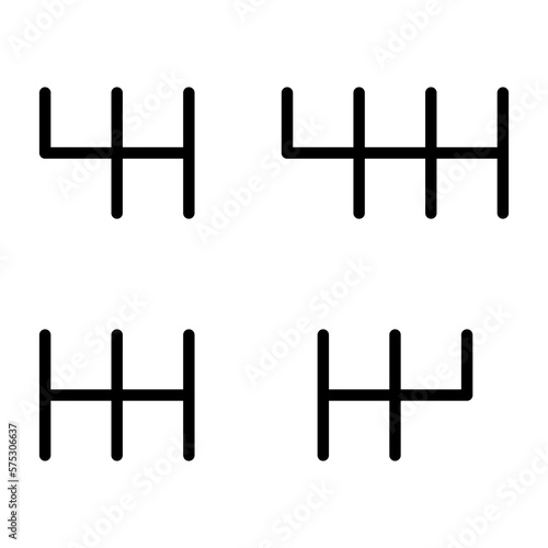 Set of Handle car manual shift lever icon, vehicle gear technology vector illustration equipment