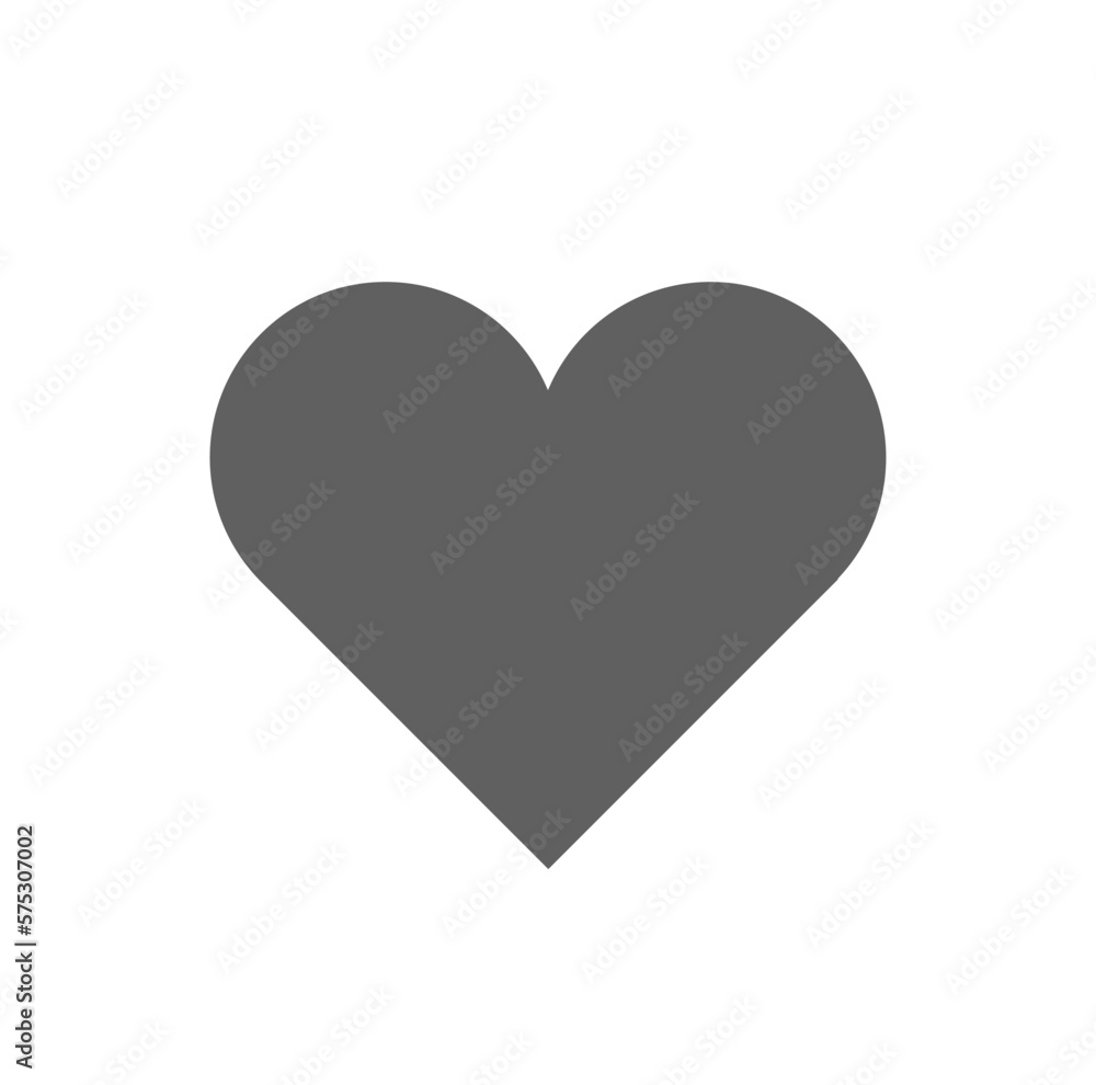 Gray love vector symbol. Gray heart icon.