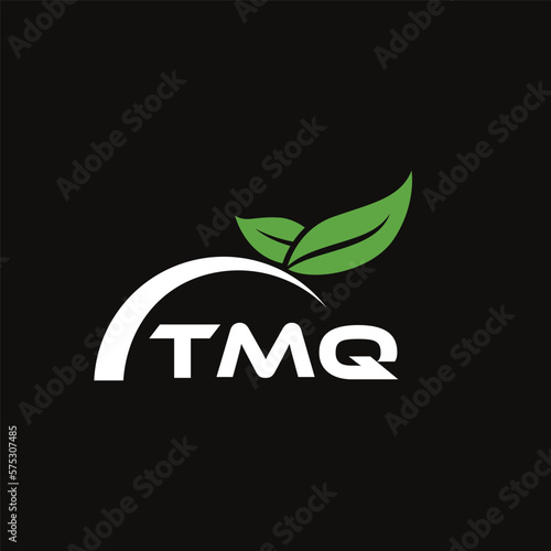 TMQ letter nature logo design on black background. TMQ creative initials letter leaf logo concept. TMQ letter design.