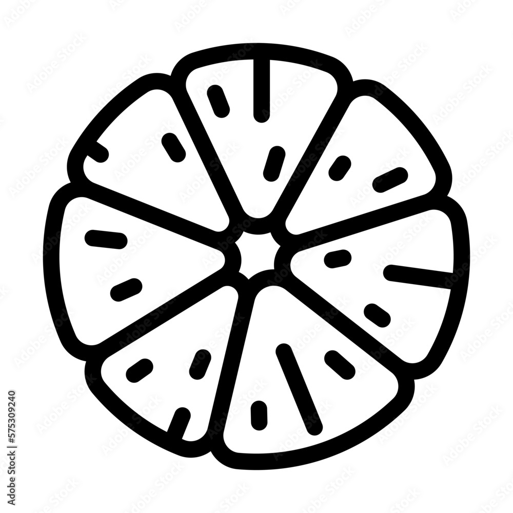 peeled clementine slice line icon vector illustration peeled clementine slice line icon vector illustration