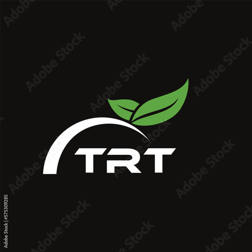 TRT letter nature logo design on black background. TRT creative initials letter leaf logo concept. TRT letter design. photo