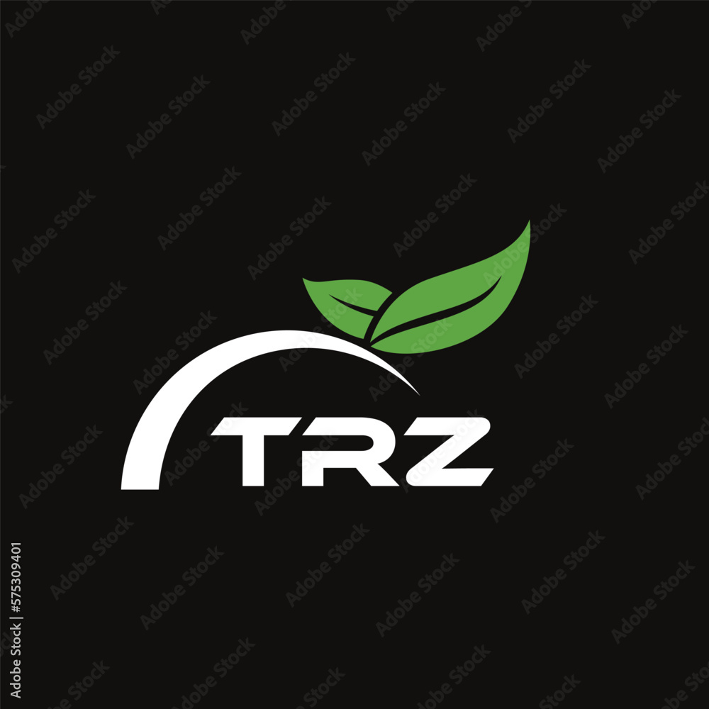 TRZ letter nature logo design on black background. TRZ creative initials letter leaf logo concept. TRZ letter design.