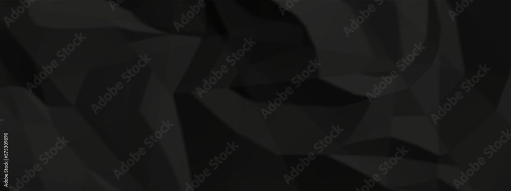 Black crumpled paper texture with folds, black background. Black crumpled paper texture with folds, black background.
