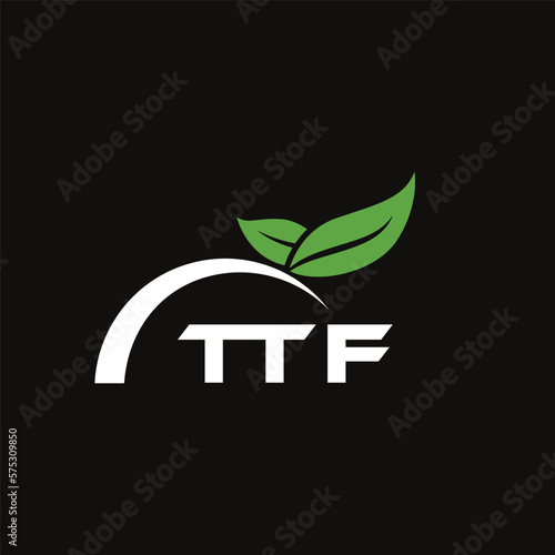 TTF letter nature logo design on black background. TTF creative initials letter leaf logo concept. TTF letter design.
