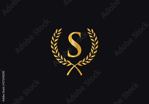 Laurel wreath logo and laurel wreath circle leaf icon design with letters. Laurel wreath leaf circle favicon and icon