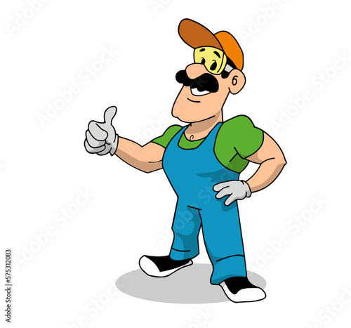 worker in overalls is satisfied with the result of his work