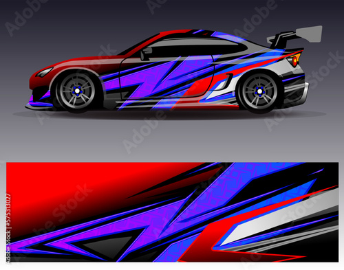 Car wrap design vector. Graphic abstract stripe racing background kit designs for wrap vehicle  race car  rally  adventure and livery