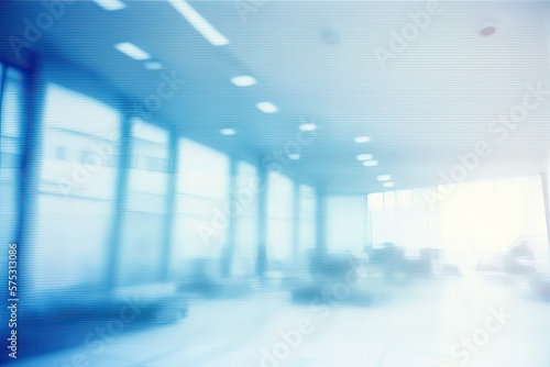 Backgrounds of abstract blurry offices  medical offices  and blurry buildings with copy space for product placement. Generative AI