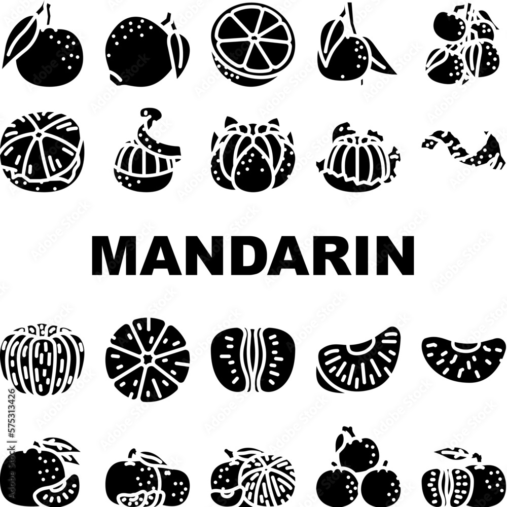 mandarin citrus fruit icons set vector mandarin citrus fruit icons set vector
