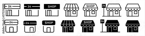 Convenience store, shop material set. Vector icon illustration.