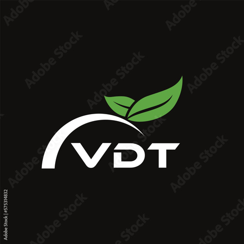 VDT letter nature logo design on black background. VDT creative initials letter leaf logo concept. VDT letter design.