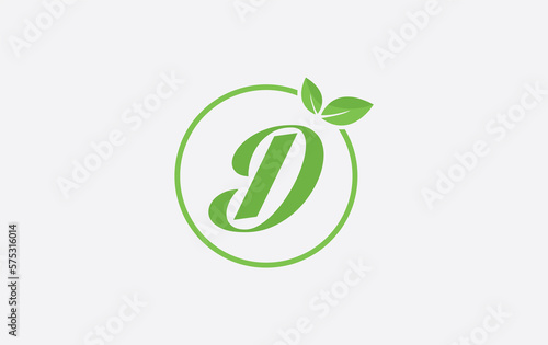 Fresh green leaf logo and nature healthy leaf logo circle design with the letters and alphabets