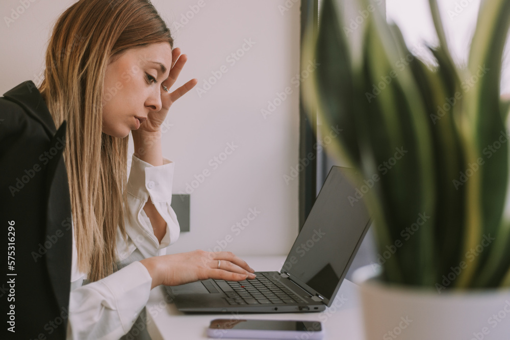 Business woman worrying about something Business woman worrying about something