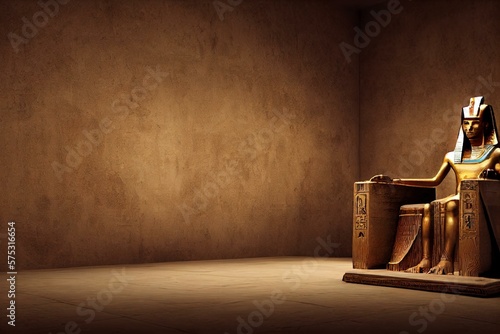 Print op canvas AI generated image of an ancient Egyptian Pharoah on his throne