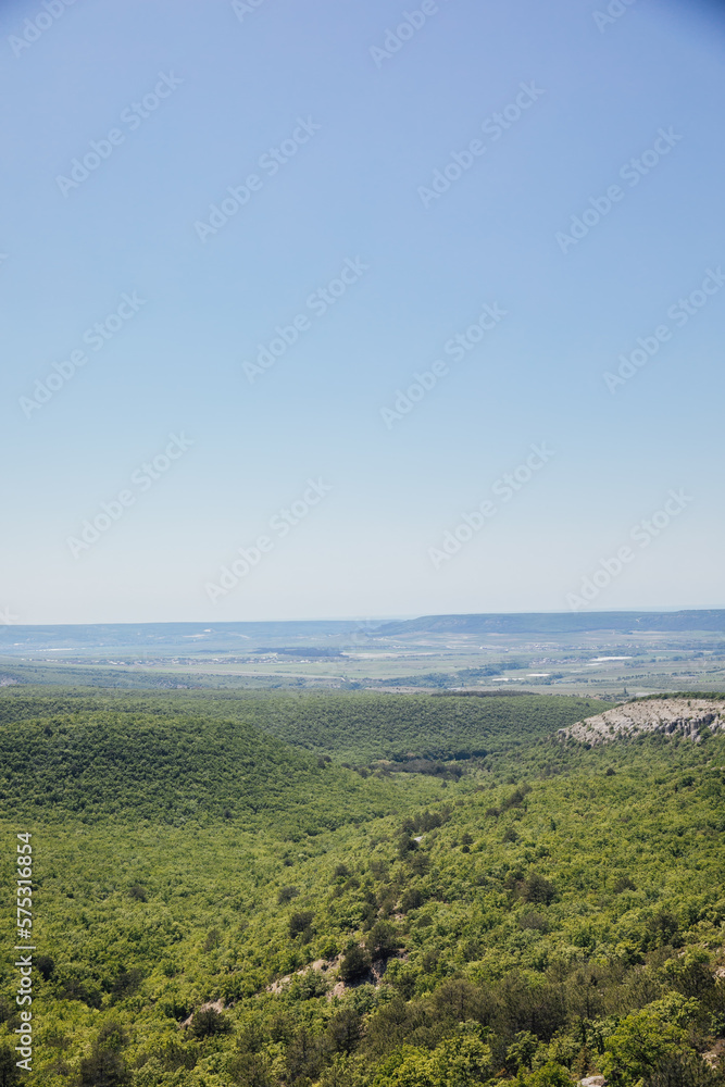 Obraz premium beautiful mountains with green forest view from above nature hiking