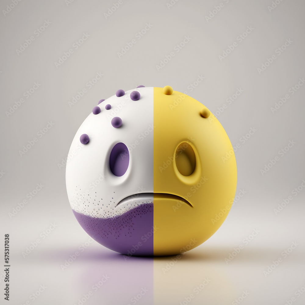 Smuty emoji, nieszczęśliwa buźka 3D- AI Generated - obrazy, fototapety, plakaty 
