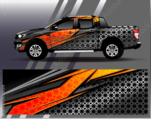Car wrap design vector. Graphic abstract stripe racing background kit designs for wrap vehicle  race car  rally  adventure and livery