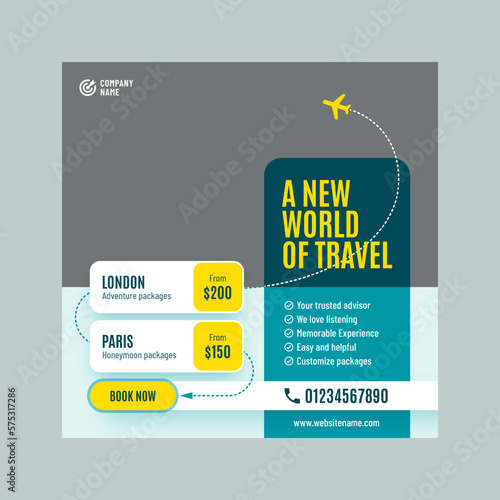Travel or holiday trip social media banner or post template