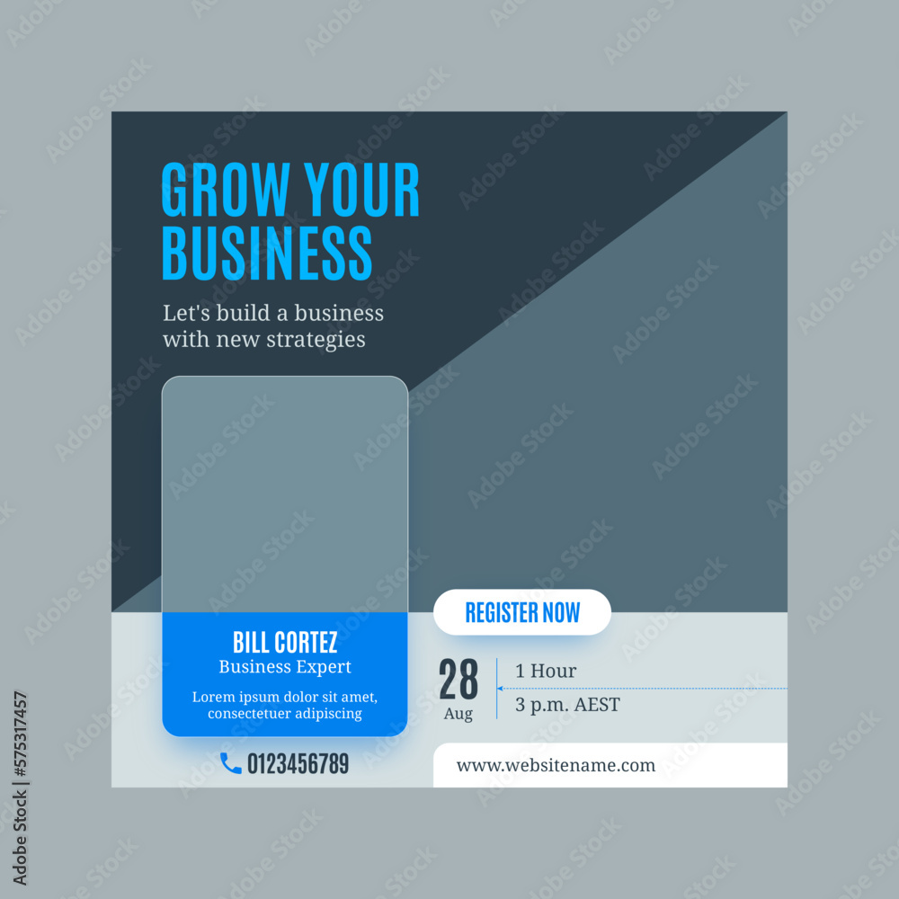 Obraz premium Business webinar or online event social media post template design