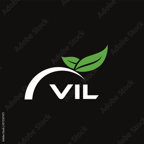 VIL letter nature logo design on black background. VIL creative initials letter leaf logo concept. VIL letter design. photo