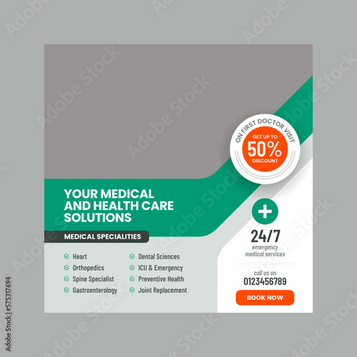 Medical or healthcare services social media post design template