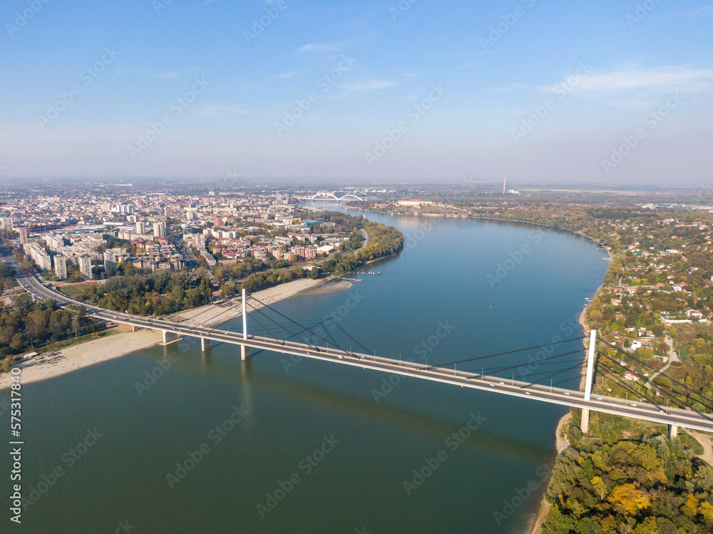 Most Slobode on Danube river in Novi Sad, Serbia