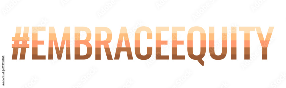 Obraz premium International Women's Day panoramic banner with Embrace equity movement hashtag, vector banner. 2023 women's day theme - EmbraceEquity.