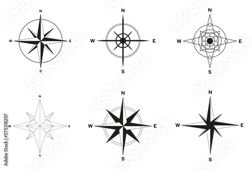 Icon Compass on the white background pack. Creative vector illustration of  isolated on  Art design for global travel, tourism, exploration. Concept graphic wind nautical navigation design compasses
