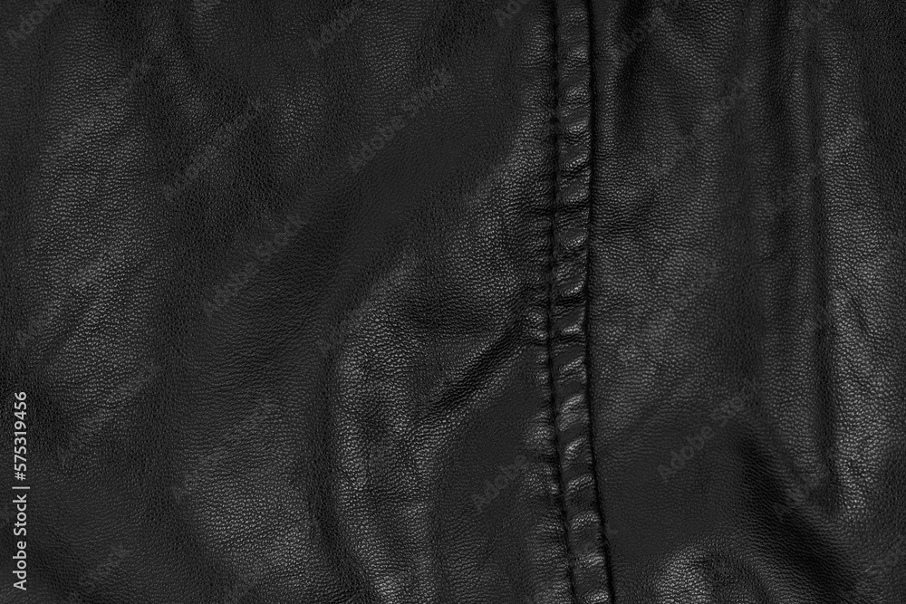 Fototapeta premium Black fabric texture background, leather texture. 