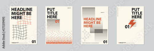 film or events poster layout design set, Abstract shape element graphic gradient circle shape on cover book or magazine cover. Minimal indie edgy brochure modern flyers template, a5 a4 a3 a6 size 