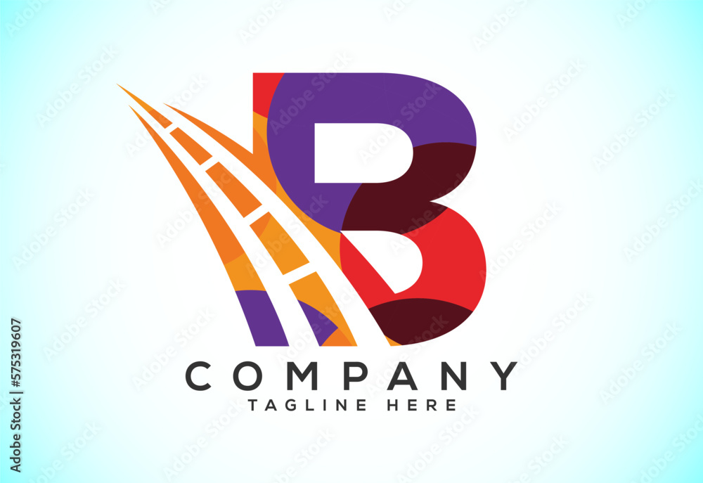 Letter B with road logo sing. Polygonal style logo for highway maintenance and construction. Letter B with road logo sing. Polygonal style logo for highway maintenance and construction.