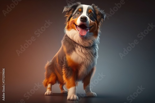 Cute australian shepherd dog character. Generative AI