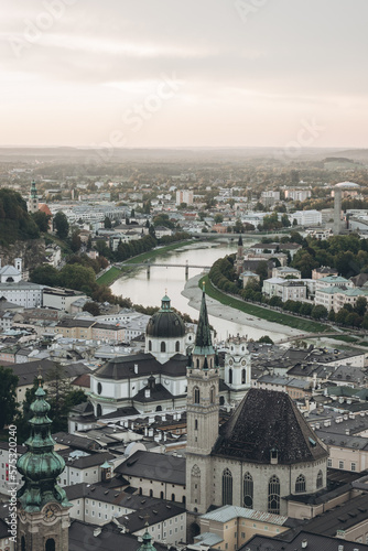 Details of Salzburg city View over the city of Salzburg from Hohensalzburg festung Beautiful Salzburger Land