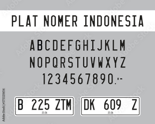 Car number plate template. Vehicle registration license of Indonesia, plat nomer mobil custom
