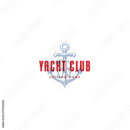 A monogram. Anchor logotype. Logo for yacht club, maritime emblem. Crossed letter A and anchor into rope circles.