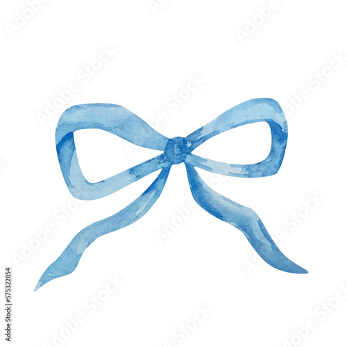 Watercolor blue bow ribbon © SvetaArt